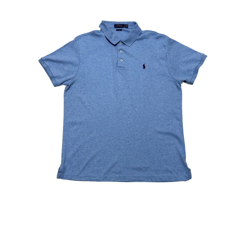 Polo Ralph Lauren Mens‎ XL Slim Fit Heather Blue Short Sleeve Polo Shirt